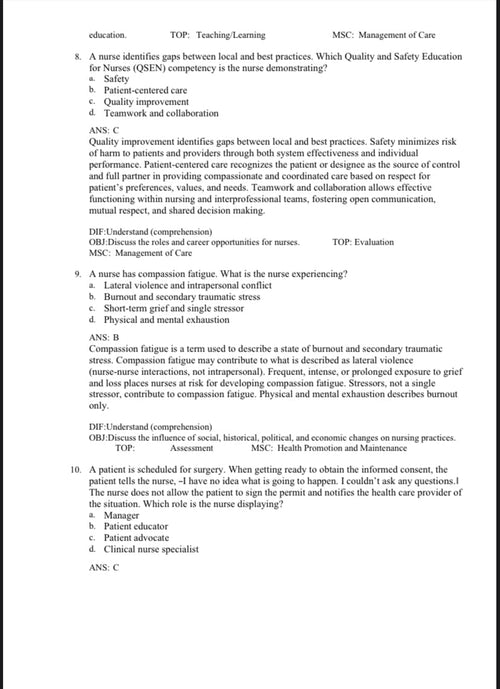 Practice Test Bank Fundamentals of Nursing 11th Edition by Potter & Perry