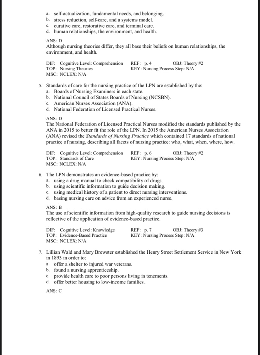 Test Bank Fundamental Concepts and Skills for Nursing 6th Edition by Williams
