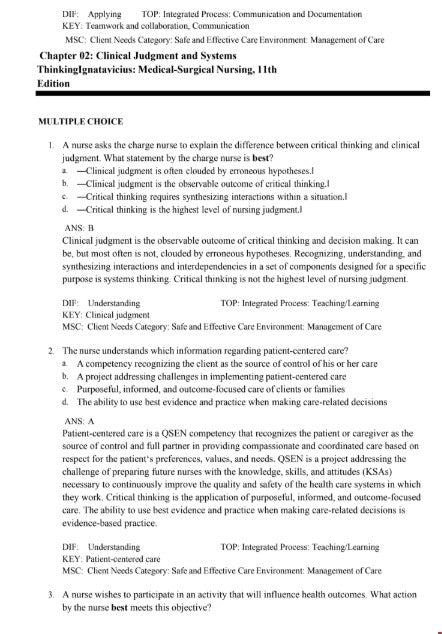 TEST BANK Medical-Surgical Nursing: Concepts for Clinical Judgment and Collaborative Care (Evolve) 11TH EDITION