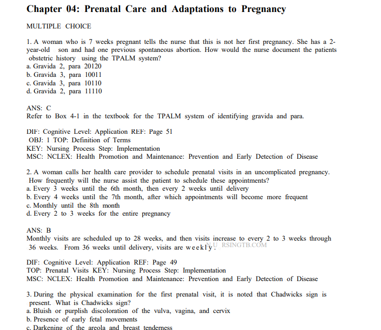 Practice Test Bank Introduction to Maternity and Pediatric Nursing 8th Edition by Leifer